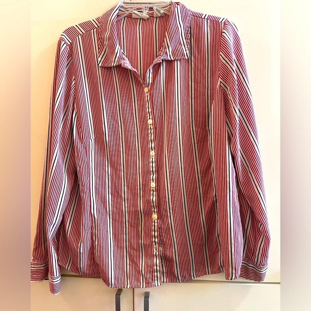 COVINGTON-women’s shirt Blouse Top Size LG Striped